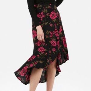 NEW! Express High Waisted Asymmetrical Midi Skirt